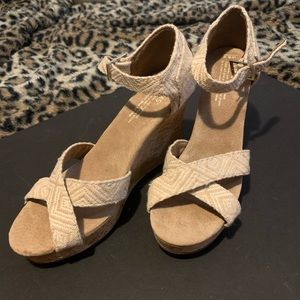Toms cork wedge heels